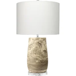 Aldrich 27.5 Inch 100 Watt Light Brown & Off White Reactive Glaze Table Lamp Portable Light