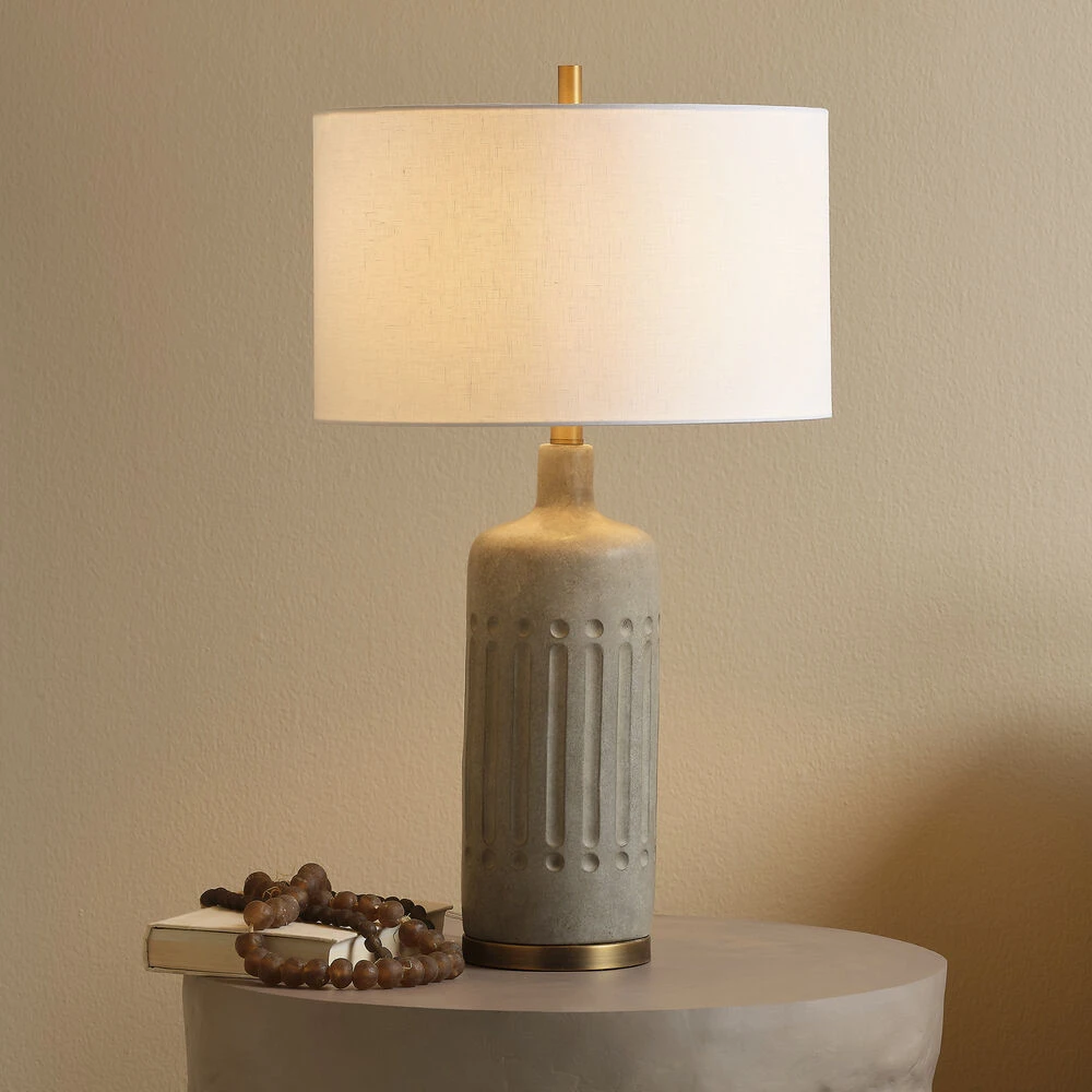 Annex 27 Inch 100.00 Watt Grey & Antique Brass Table Lamp Portable Light 2 Annex 27 Inch 100.00 Watt Grey & Antique Brass Table Lamp Portable Light - Image 2
