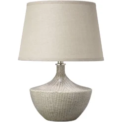 Basketweave 22 Inch 150.00 Watt Off White Table Lamp Portable Light