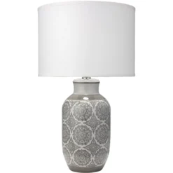 Beatrice 28 Inch 150.00 Watt Grey Patterned Ceramic Table Lamp Portable Light