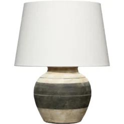 Bernard 20 Inch 150 Watt Beige And Dark Grey Table Lamp Portable Light