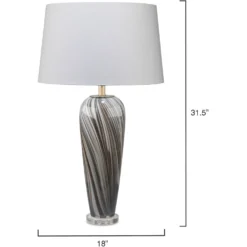 Bridgette 31 Inch 150.00 Watt Grey And Black Swirl Glass Table Lamp Portable Light -Home Decorate Shop 9bridtlgr 5