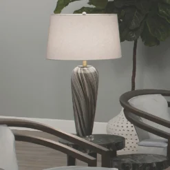 Bridgette 31 Inch 150.00 Watt Grey And Black Swirl Glass Table Lamp Portable Light -Home Decorate Shop 9bridtlgr 8
