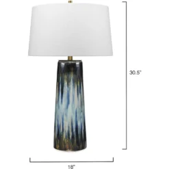 Brushstroke 31 Inch 100.00 Watt Aqua / Dark Blue / Metallic Ombre Reactive Glaze Table Lamp Portable Light -Home Decorate Shop 9brushaqbl 5