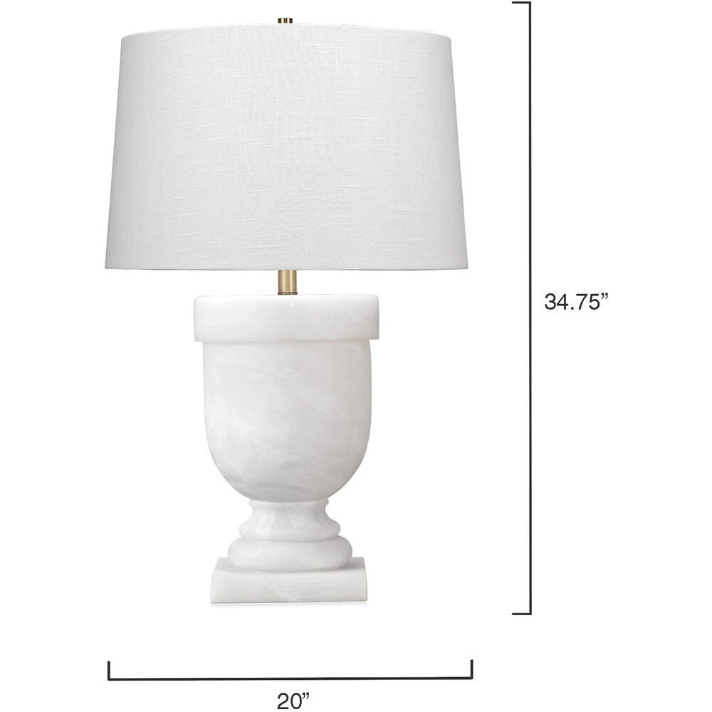 Carnegie 35 Inch 60.00 Watt White Faux Alabaster Table Lamp Portable Light 3 Carnegie 35 Inch 60.00 Watt White Faux Alabaster Table Lamp Portable Light - Image 3