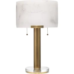 Elancourt 23 Inch 40.00 Watt White & Antique Brass Table Lamp Portable Light