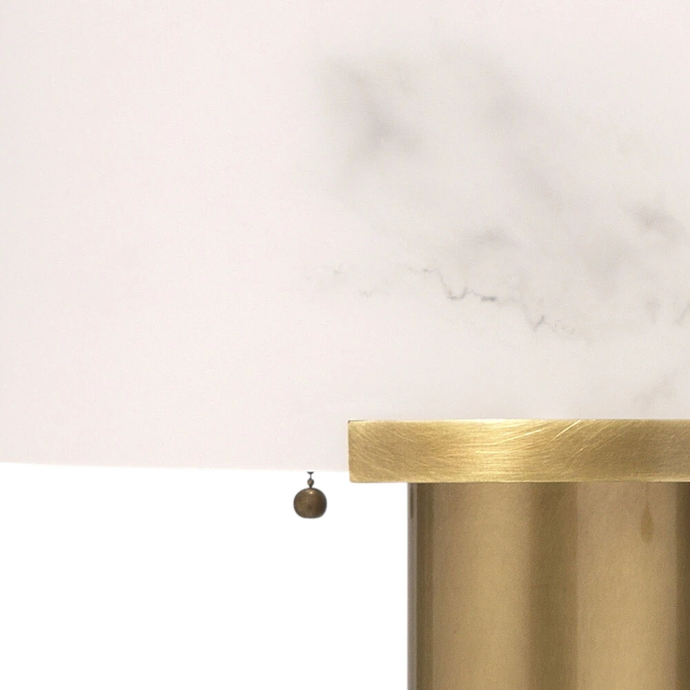 Elancourt 23 Inch 40.00 Watt White & Antique Brass Table Lamp Portable Light 4 Elancourt 23 Inch 40.00 Watt White & Antique Brass Table Lamp Portable Light - Image 4