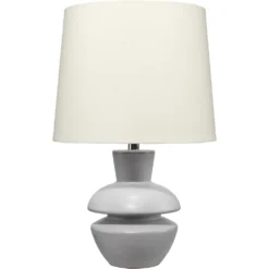 Foundation 22 Inch 100.00 Watt Matte Frosted Grey Ceramic Table Lamp Portable Light