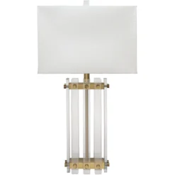 Grammercy 28 Inch 150.00 Watt Acrylic & Antique Brass Table Lamp Portable Light