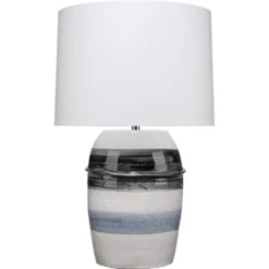 Horizon Striped 32 Inch 150.00 Watt Grey / Black / White Ceramic Table Lamp Portable Light