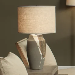 Landslide 32 Inch 150.00 Watt Matte Grey W/ Beige & White Drip Table Lamp Portable Light -Home Decorate Shop 9landtlgrey 3