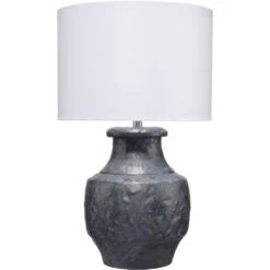 Masonry 27.5 Inch 150.00 Watt Textured Charcoal Plaster Table Lamp Portable Light