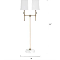 Minerva 52 Inch 40.00 Watt Antique Brass & White Marble Twin Shade Floor Lamp Portable Light -Home Decorate Shop 9mine flab 5