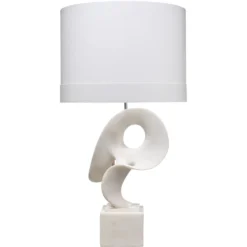 Obscure 35 Inch 150.00 Watt White Polyresin Table Lamp Portable Light