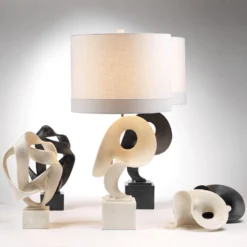 Obscure 35 Inch 150.00 Watt White Polyresin Table Lamp Portable Light -Home Decorate Shop 9obscurewh 2