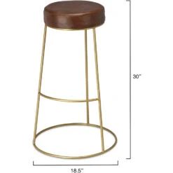 Henry 30 Inch Matte Brown And Brass Bar Stool 8 Henry 30 Inch Matte Brown And Brass Bar Stool -Home Decorate Shop ls20henbsbr 2