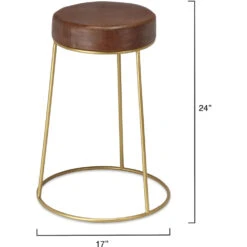 Henry 24 Inch Matte Brown And Brass Counter Stool -Home Decorate Shop ls20hencsbr 2