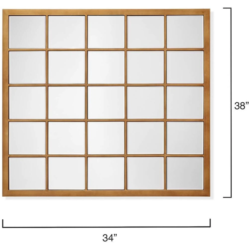 Grid 38 X 34 Inch Antique Brass Grid Mirror 3 Grid 38 X 34 Inch Antique Brass Grid Mirror - Image 3