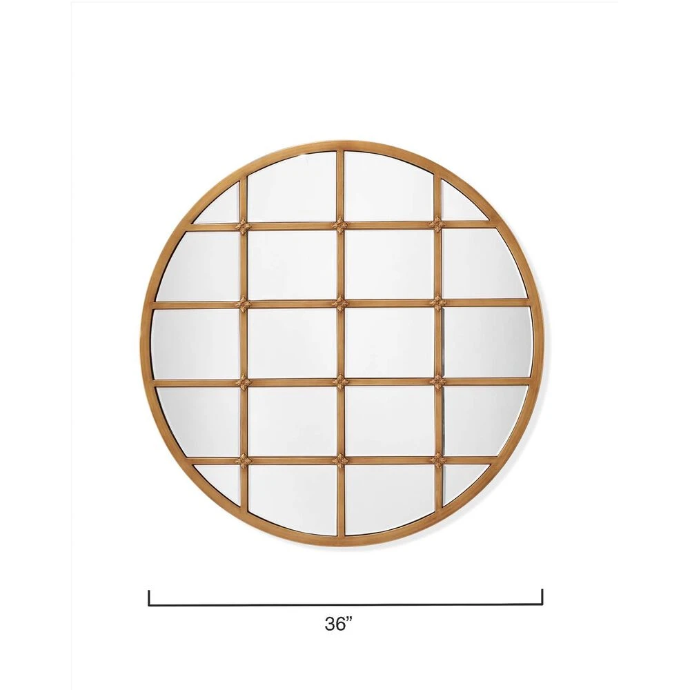 Grid 36 X 36 Inch Antique Brass Grid Mirror 3 Grid 36 X 36 Inch Antique Brass Grid Mirror - Image 3