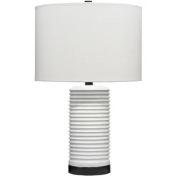 Furrowed 23 Inch 150.00 Watt White Table Lamp Portable Light