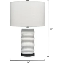 Furrowed 23 Inch 150.00 Watt White Table Lamp Portable Light 6 Furrowed 23 Inch 150.00 Watt White Table Lamp Portable Light -Home Decorate Shop ls9furrowhbk 2