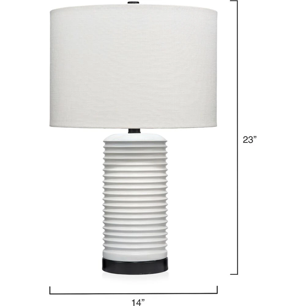 Furrowed 23 Inch 150.00 Watt White Table Lamp Portable Light 3 Furrowed 23 Inch 150.00 Watt White Table Lamp Portable Light - Image 3